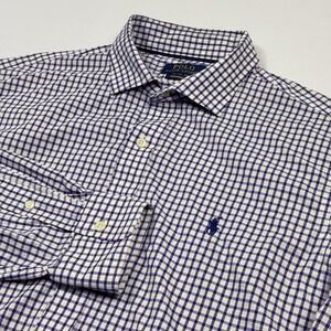 Polo Ralph Lauren Performance Shirt Mens Large Purple White Check Long Sleeve
